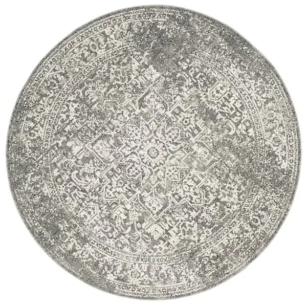 Evermere Distressed Medallion Grey Area Rug
