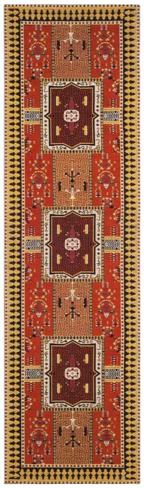 Arlo Home Woven Area Rug, CLV512D, Orange/Gold,  2' 3" X 8'