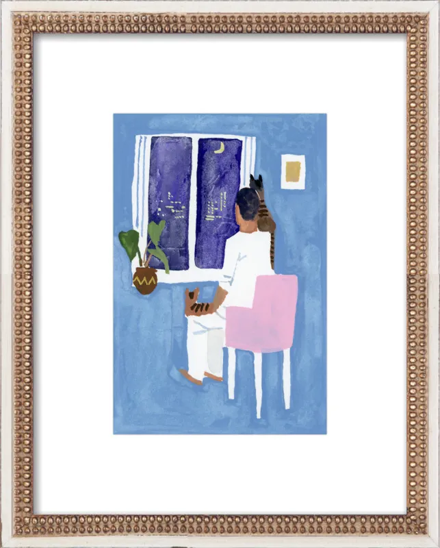 Look at the cat and the moon by Hiroyuki Izutsu for Artfully Walls