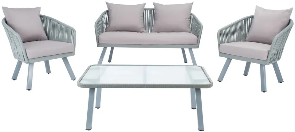 Jorda 4 Piece Rope Living Set - Gray/Gray