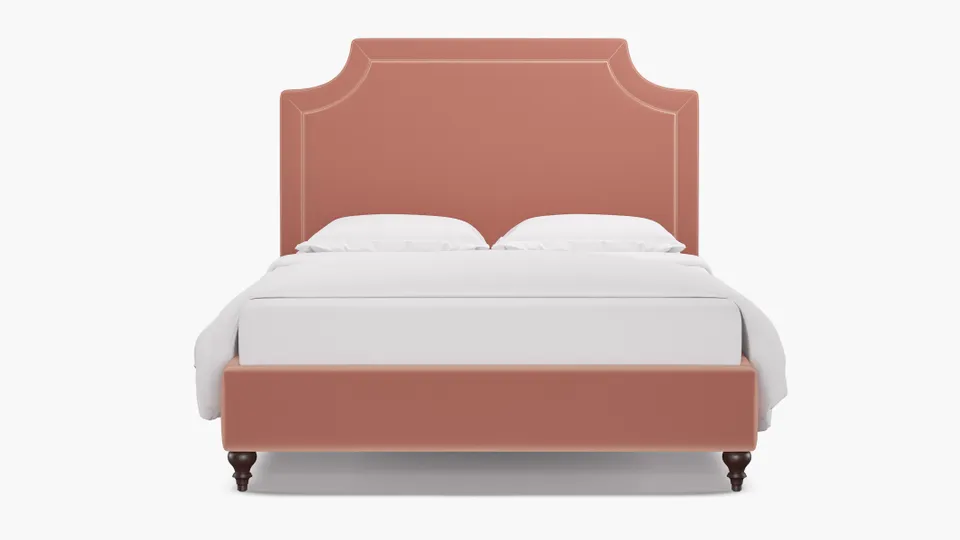 Deco Bed, Bloom Performance Plush Velvet, Espresso Traditional Turned Leg, Twin