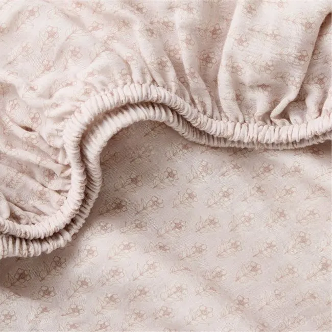 Supersoft Buttercup Block Print 100% Organic Cotton Gauze Baby Crib Fitted Sheet