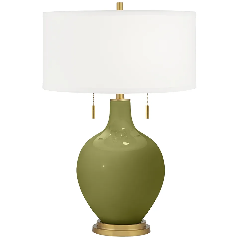 Color Plus Toby Brass 28" Glass Rural Green Table Lamp