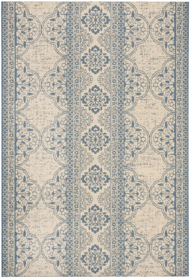 Arlo Home Indoor/Outdoor Woven Area Rug, LND174M, Blue/Cream,  5' 1" X 7' 6"