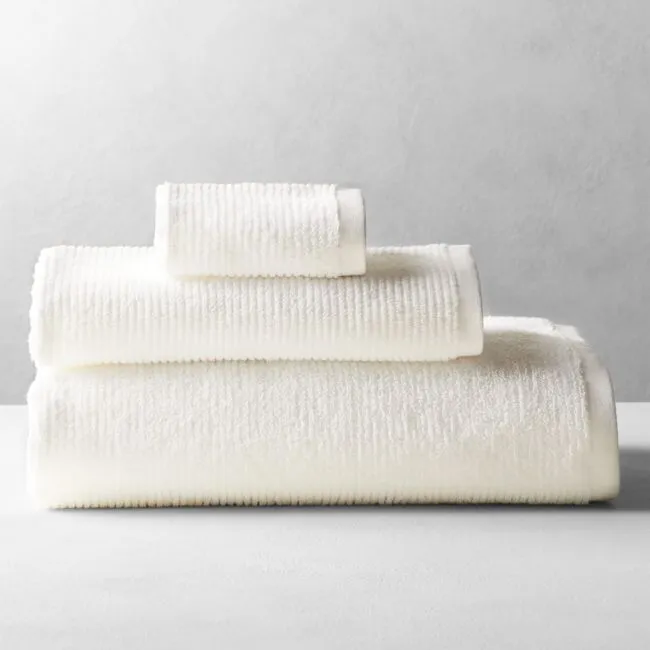Brooks Ribbed Organic Cotton White Bath Sheet Set