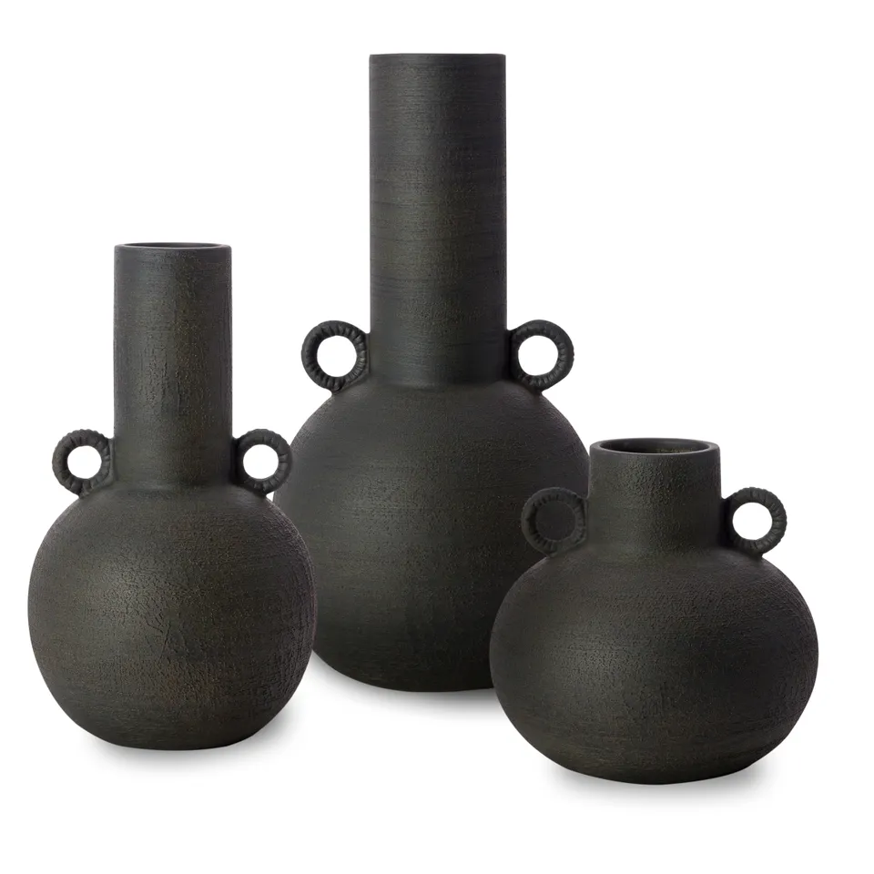Acanceh CCH-001 15"H x 8"W x 8"D,  8"H x 8"W x 8"D,  12"H x 7"W x 7"D Vase