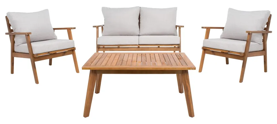 Castalia 4 Piece Outdoor Living Set - Natural/Light Gray