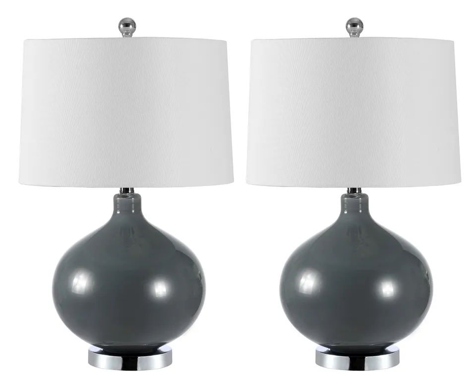 Masera 25" Table Lamp W/ Usb, Set Of 2 - Grey
