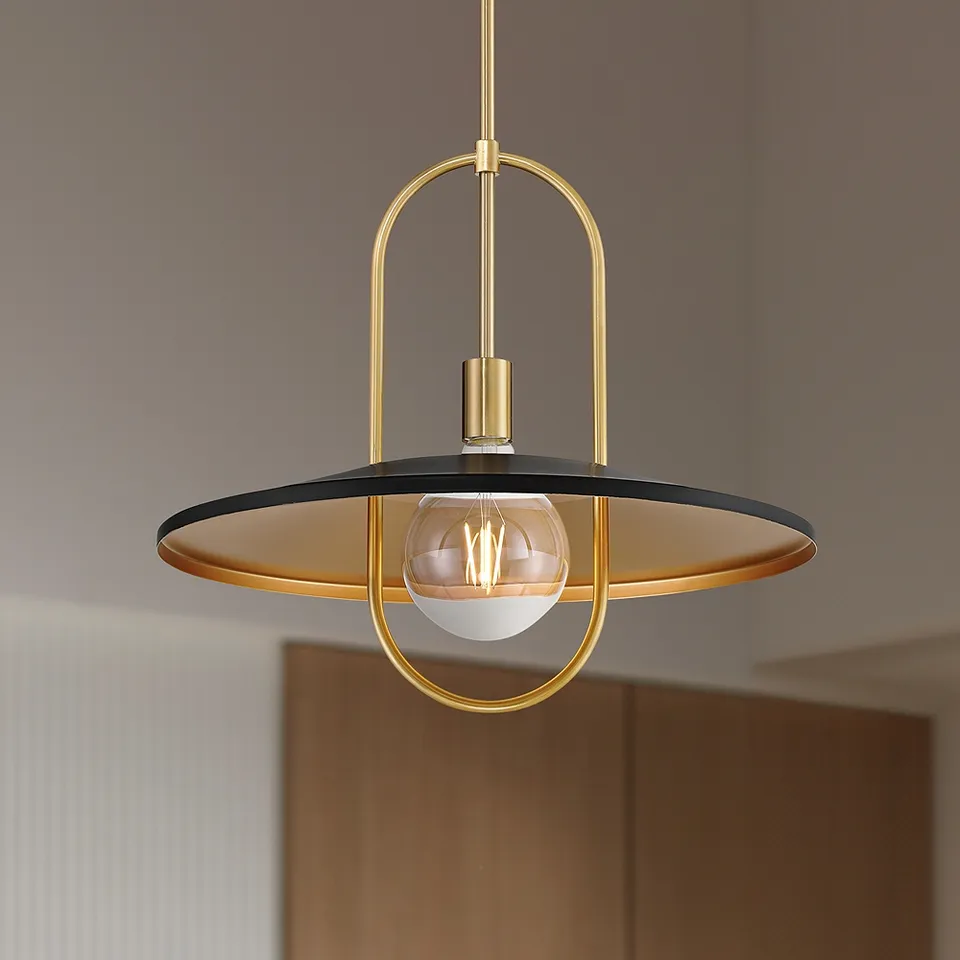 Fatima 19" Wide Medium Black and Soft Gold LED Pendant Light