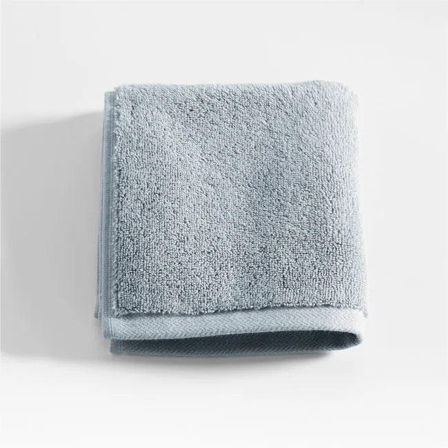 Classic Organic Turkish Cotton Mist Blue Washcloth