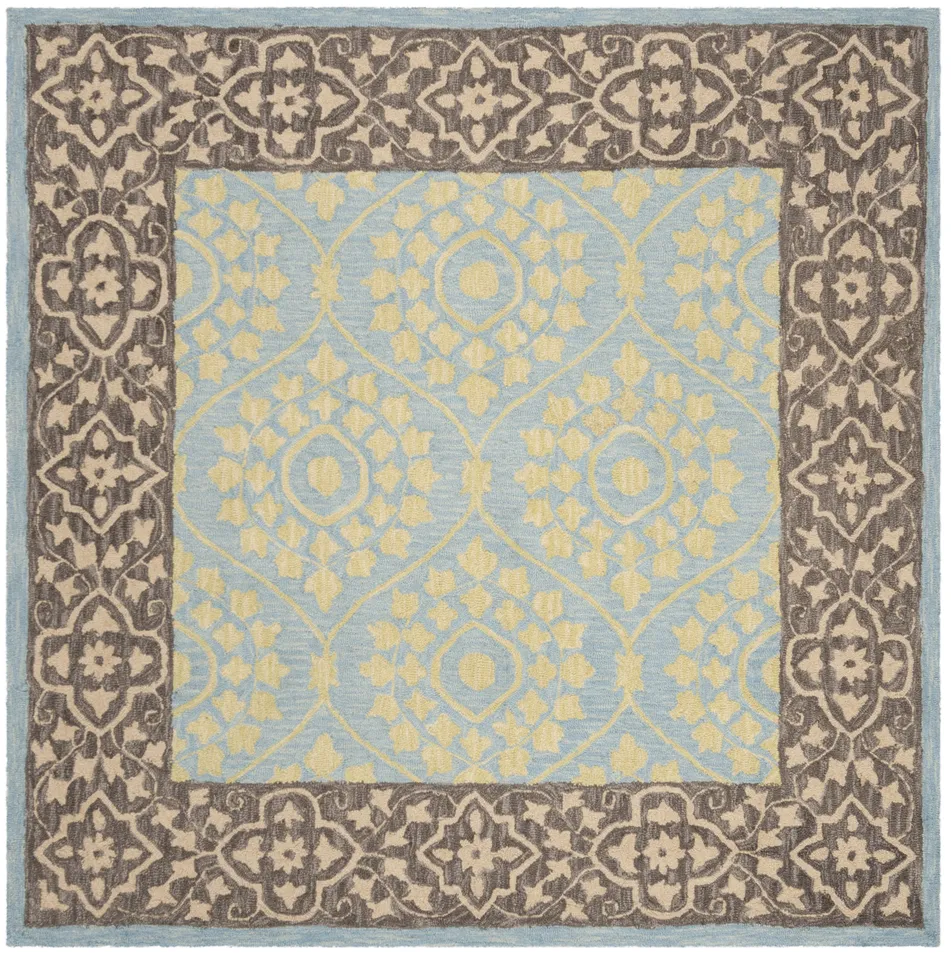 Arlo Home Hand Hooked Area Rug, SZN104A, Chocolate/Yellow,  5' X 5' Square