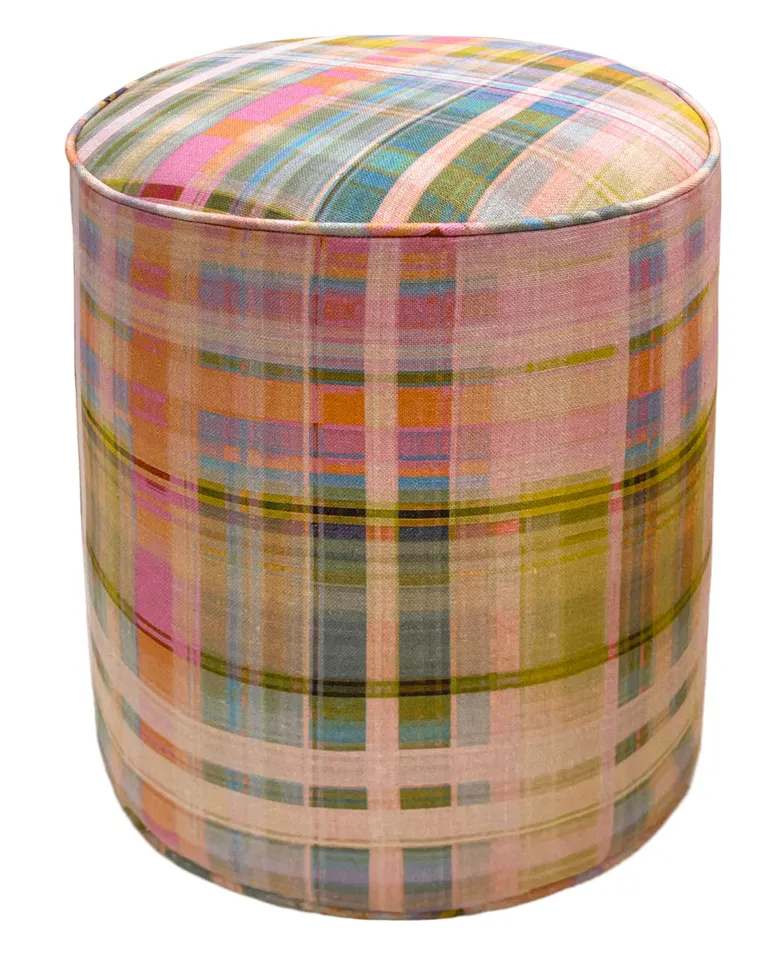 THE TIGHT ROUND OTTOMAN :: TATTIE PLAID // MULTI | ANNA SPIRO - SWATCH 4" X 4"