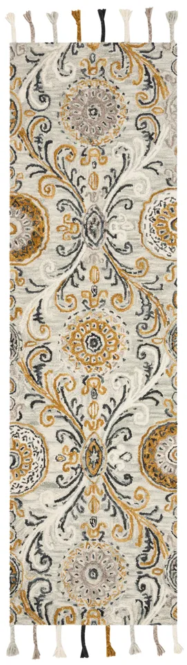 Arlo Home Hand Hooked Area Rug, SZN209A, Light Green/Ivory,  2' 3" X 8'