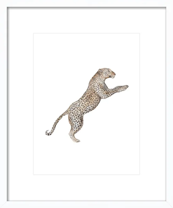 Leaping Leopard Watercolor by Lauren Rogoff for Artfully Walls