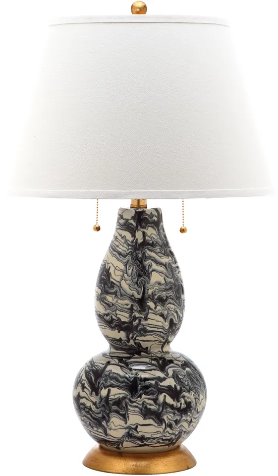 Color Swirls Glass 28" Table Lamp, Set Of 2 - Black / White
