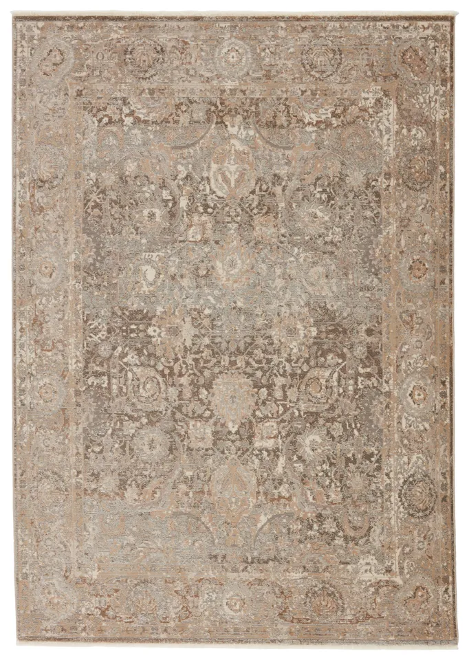 Baptiste Oriental Dark Taupe/ Gold Area Rug (9'6"X12'6")