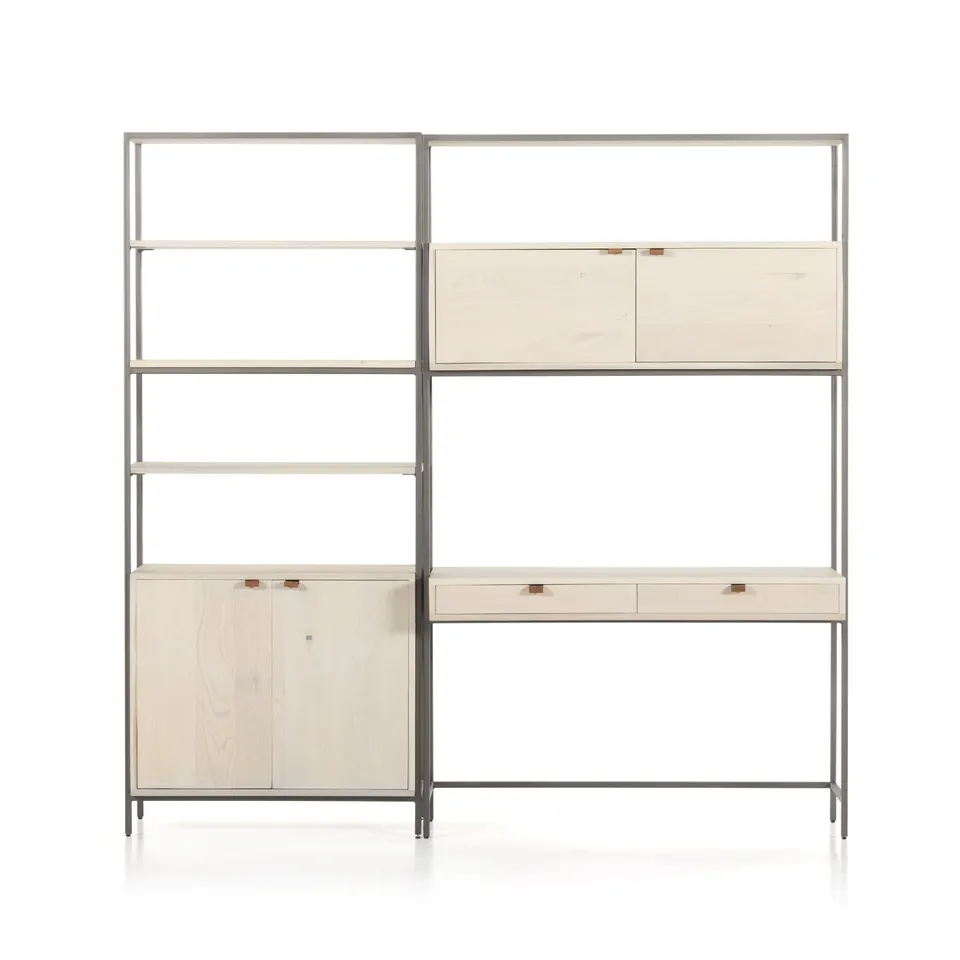 Trey Modular Wall-Bookcase-Desk-Dove