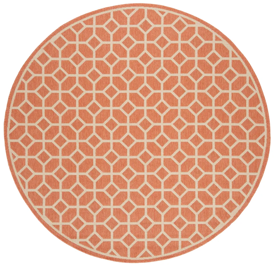 Arlo Home Indoor/Outdoor Woven Area Rug, LND127P, Rust/Cream,  6' 7" X 6' 7" Round