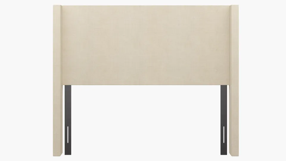 Modern Wingback Headboard, Talc Everyday Linen, Queen
