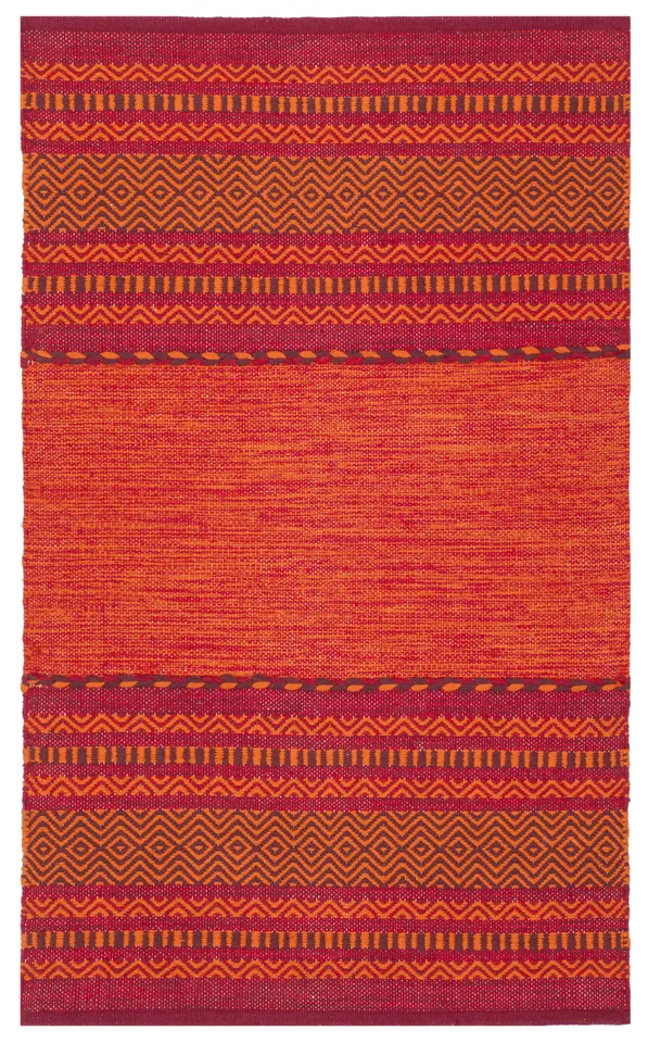 Arlo Home Hand Woven Area Rug, MTK215A, Orange/Red,  2' 6" X 4'