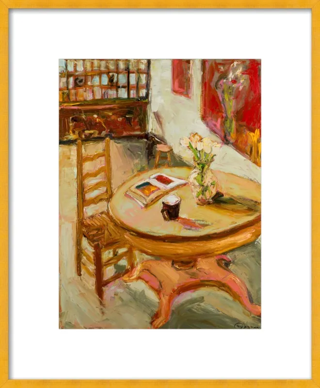 Still Life with open book on table by Ana Guzman for Artfully Walls