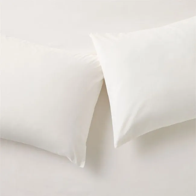 Premier Warm White Organic Cotton Percale 500 Thread Count Standard Pillowcases Set of 2