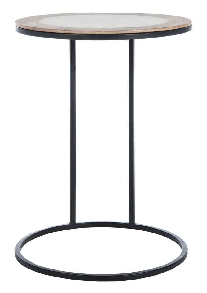 Gemma Agate Side Table - White / Black