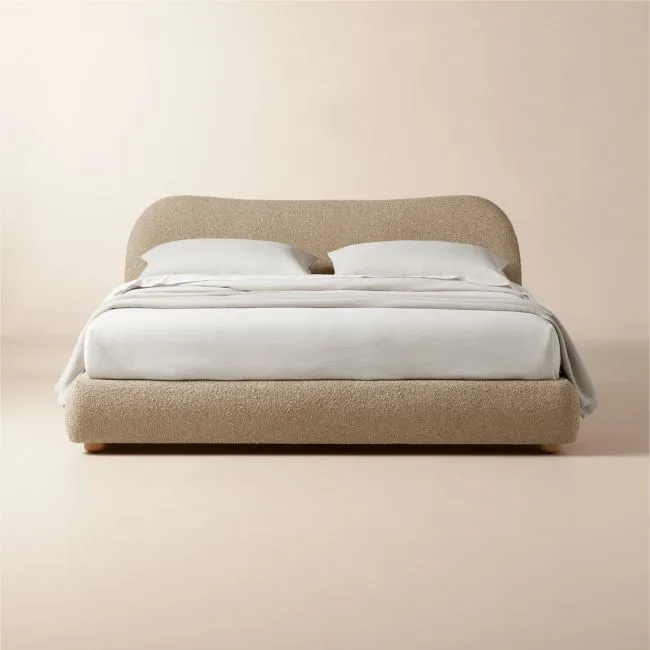 Diana Camel Brown Boucle Upholstered King Bed