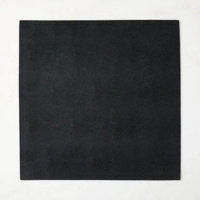 Black Shagreen Faux-Leather Square Placemat