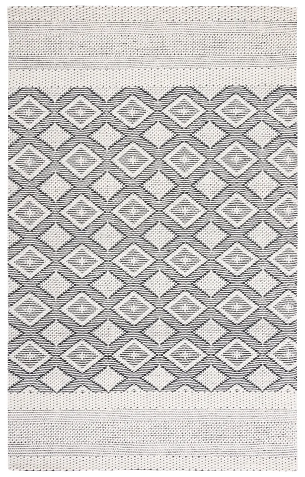 Safavieh Couture Vermont Collection Hand Woven Area Rug, Ivory / Black, 4' x 6'