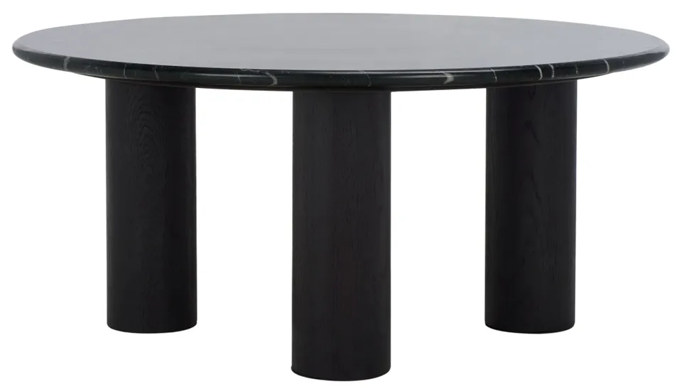 Tylee Round Marble Coffee Table - Black/Black