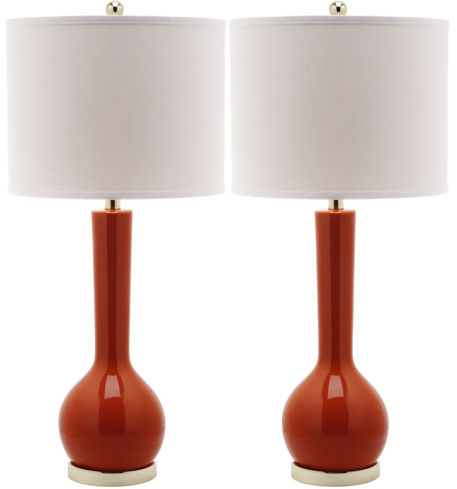 Mae Long Neck Ceramic Table Lamp, Set Of 2 - Orange