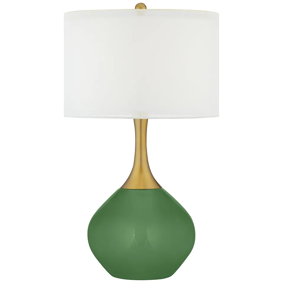 Color Plus Nickki Brass 30 1/2" High Garden Grove Green Table Lamp