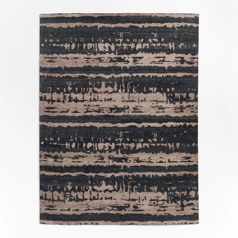 Rome Wool Blend Hand-Knotted Black Area Rug 8'x10'