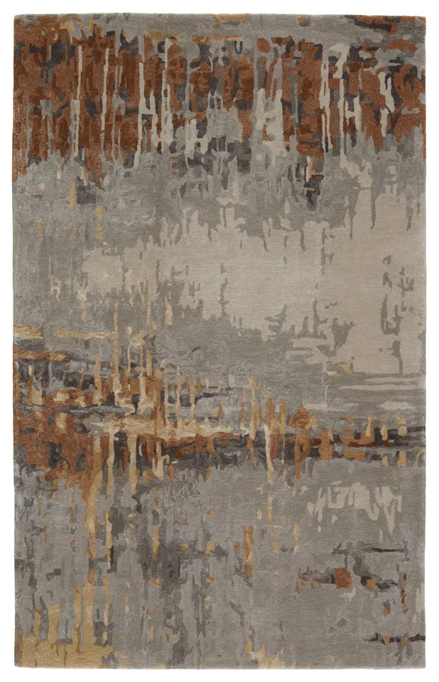 Prause Handmade Abstract Gray/ Bronze Area Rug (6'X9')