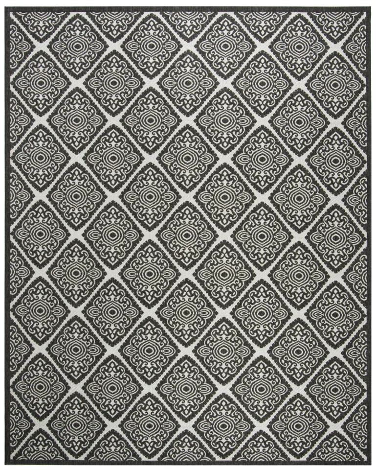Arlo Home Indoor/Outdoor Woven Area Rug, LND132A, Light Grey/Charcoal,  9' X 12'