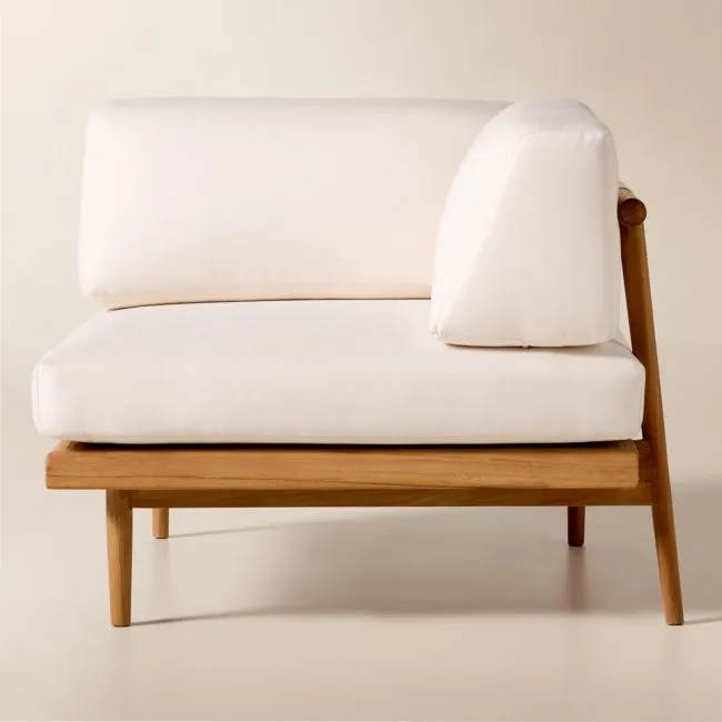 Tide Teak Outdoor Corner Chair With Ivory Sunbrella® Cushions