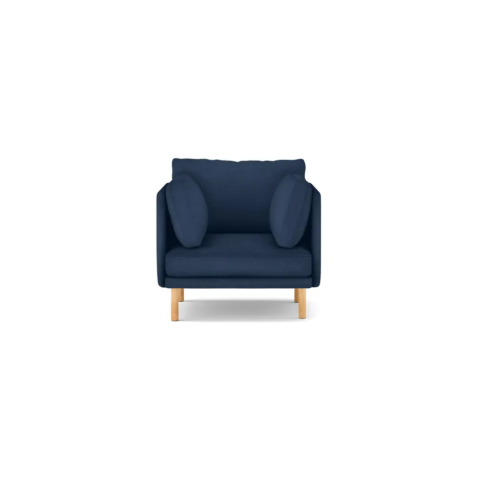 Field Armchair - Navy Blue - Performance Basketweave / Oak - Wood