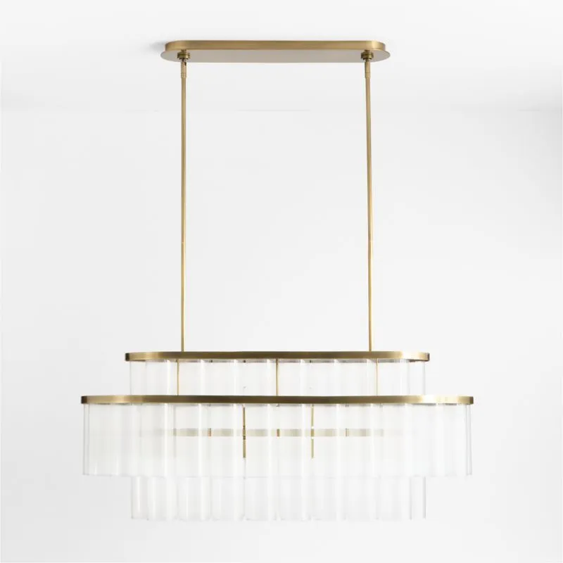 Aurora Brass and Glass Linear Chandelier Light 41.5"