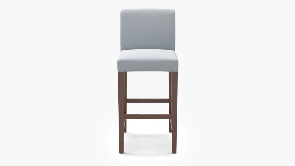 Signature Dining Bar Stool, Sterling Performance Velvet, Walnut Square Tapered Leg
