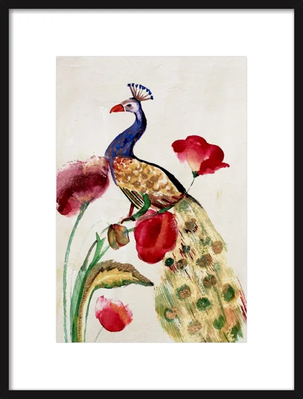blue gold peacock by Ruti Shaashua for Artfully Walls