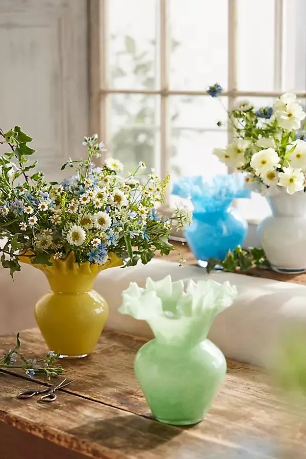 Ruffled Glass Bud Vase