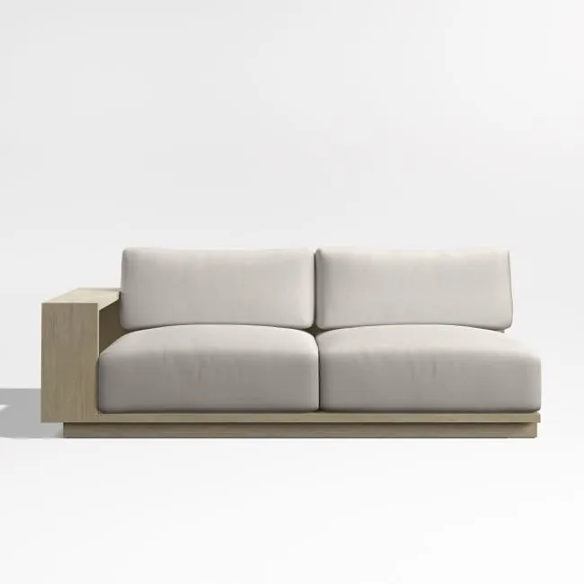 Mallorca 76" Wood Left-Arm Outdoor Sofa with Cast Ash Sunbrella ® Cushions