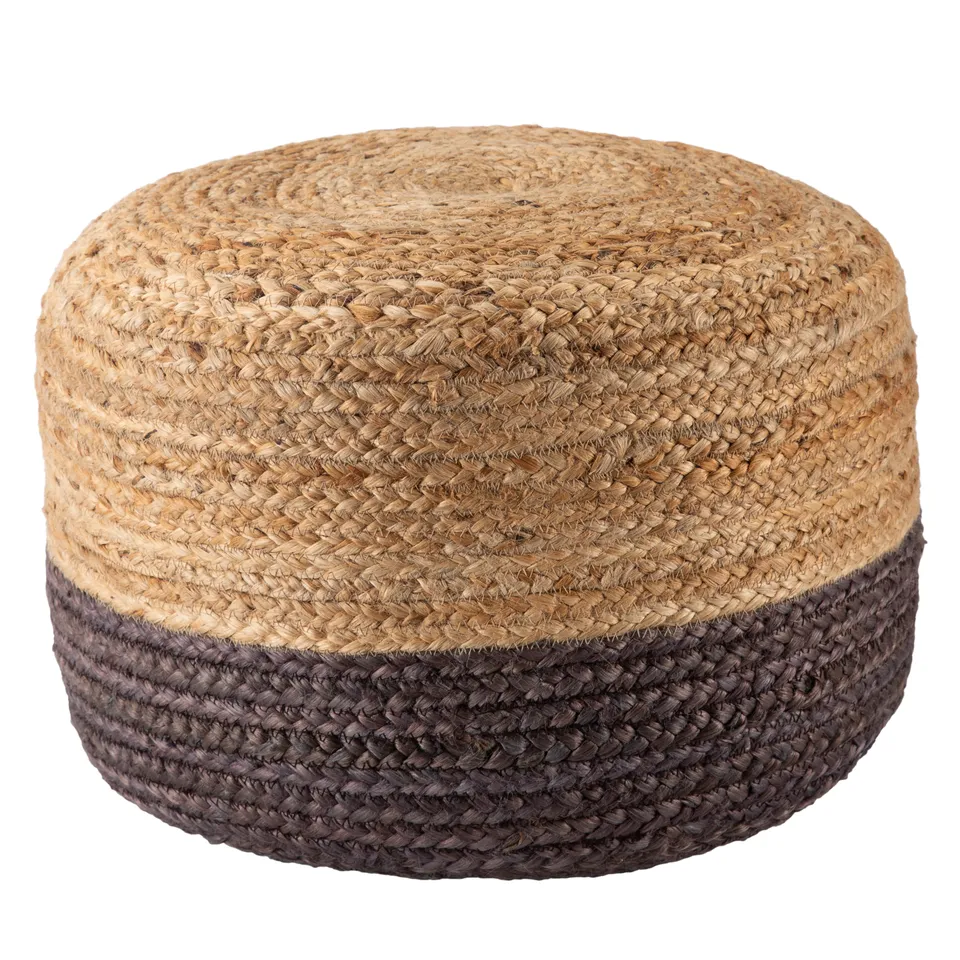 Oliana Ombre Natural Brown/ Beige Cylinder Pouf
