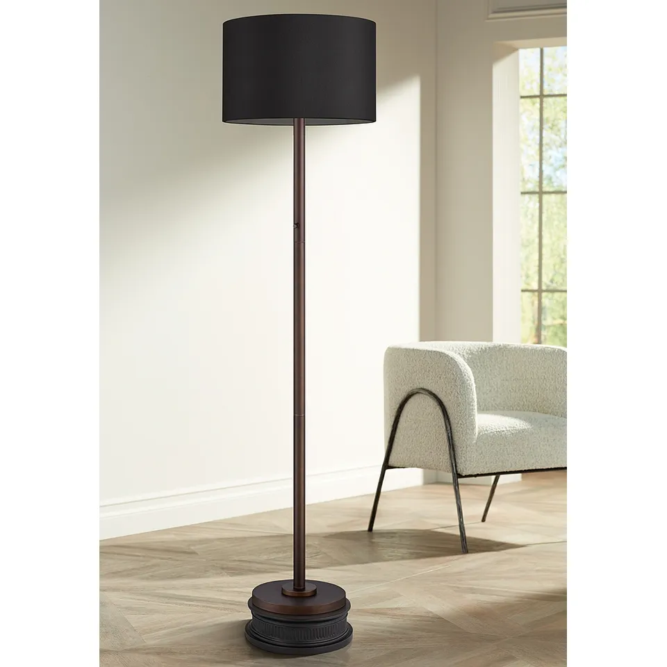 Possini Euro Meridian 76 3/8" Light Blaster Floor Lamp with Riser