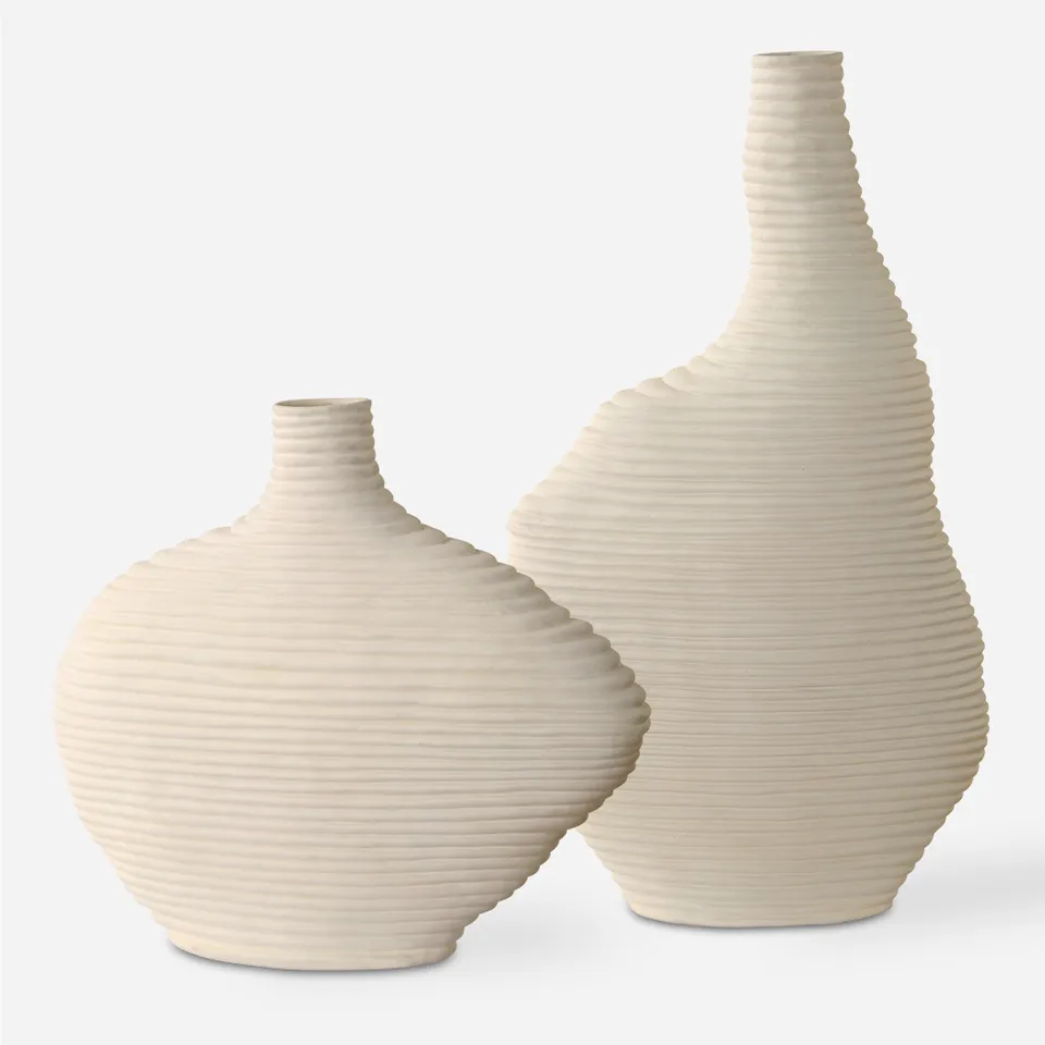 Duostacked Matte White Vases Set/2