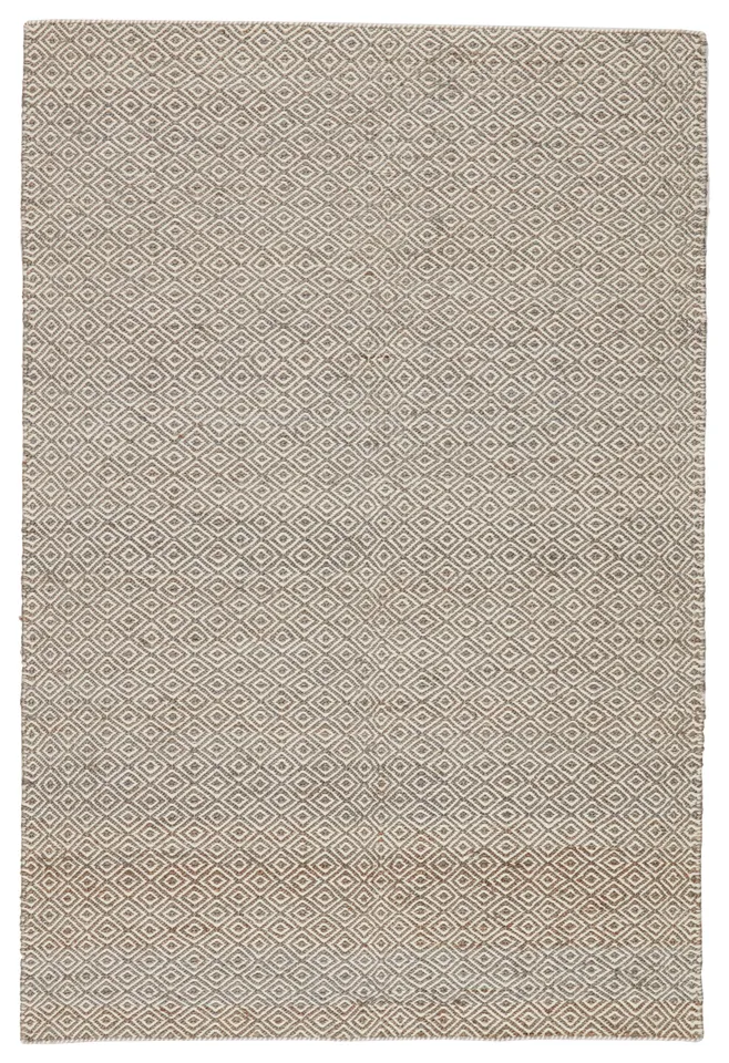 Wales Natural Geometric Tan/ White Area Rug (5'X8')