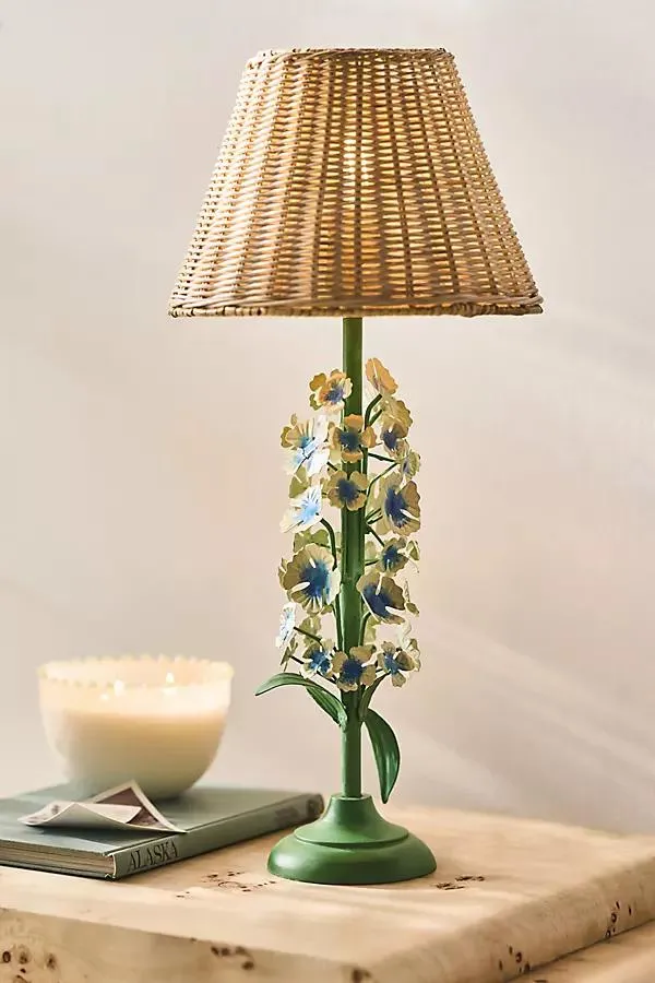 Floral Tole Iron Table Lamp