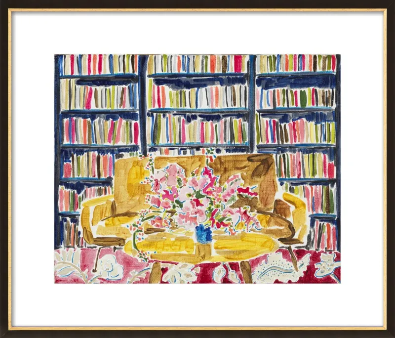 Library with Flowers by Kate Lewis for Artfully Walls