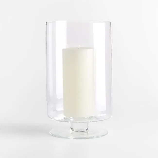 London Clear Glass Hurricane Candle Holder, Large 13"